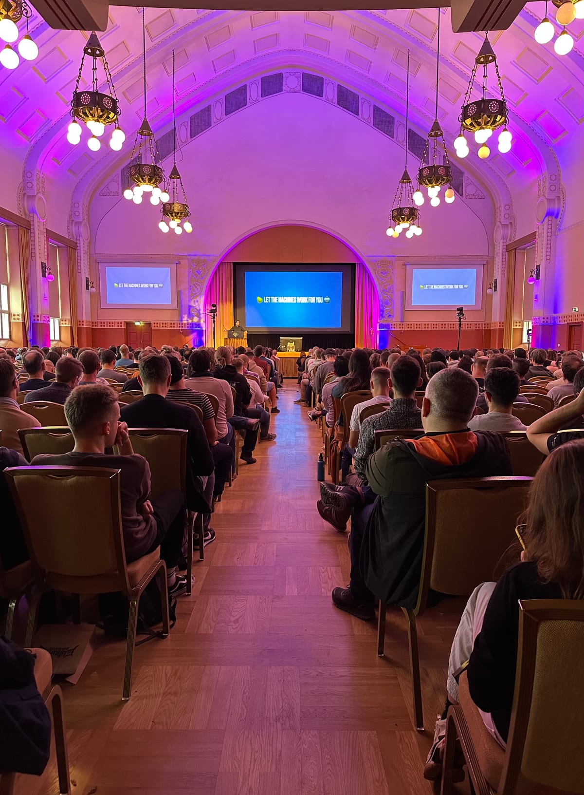 Inside of the ornate room where the conference was held