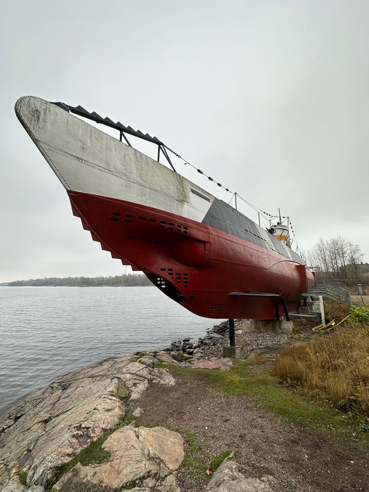 A submarine in a dry dock