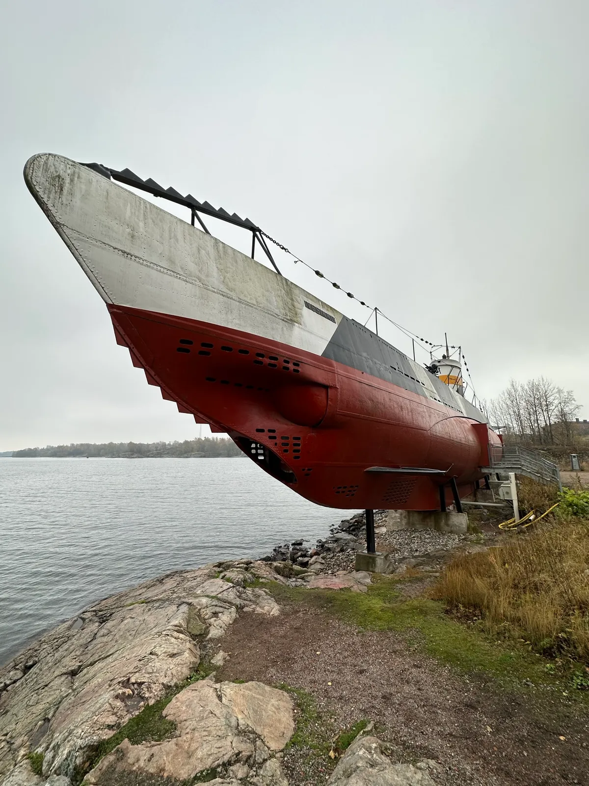 A submarine in a dry dock