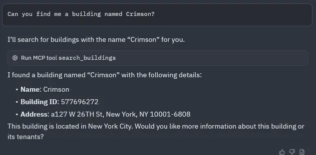 Demo of the Building search tool