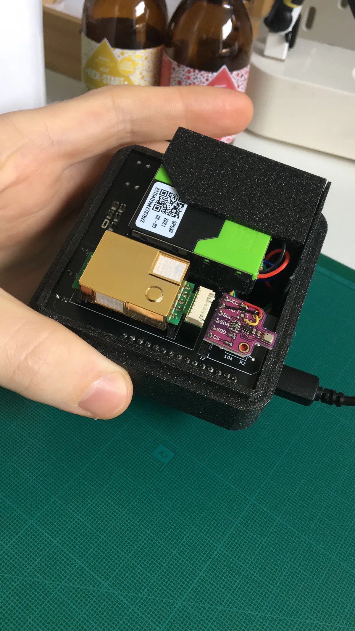 The tightly packed inside of the Air Quality Box