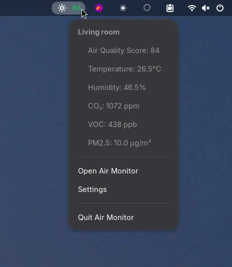 Demo of the system tray app