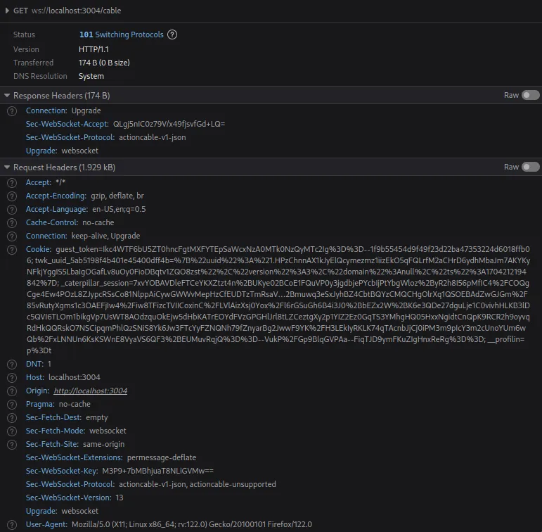 A WebSocket upgrade request