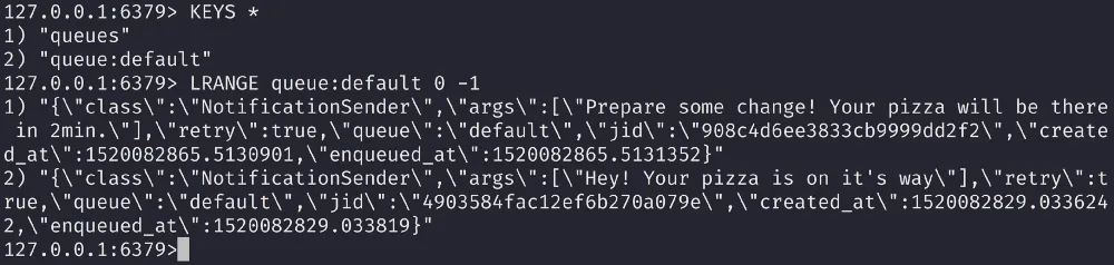 Contents of the default queue in Redis